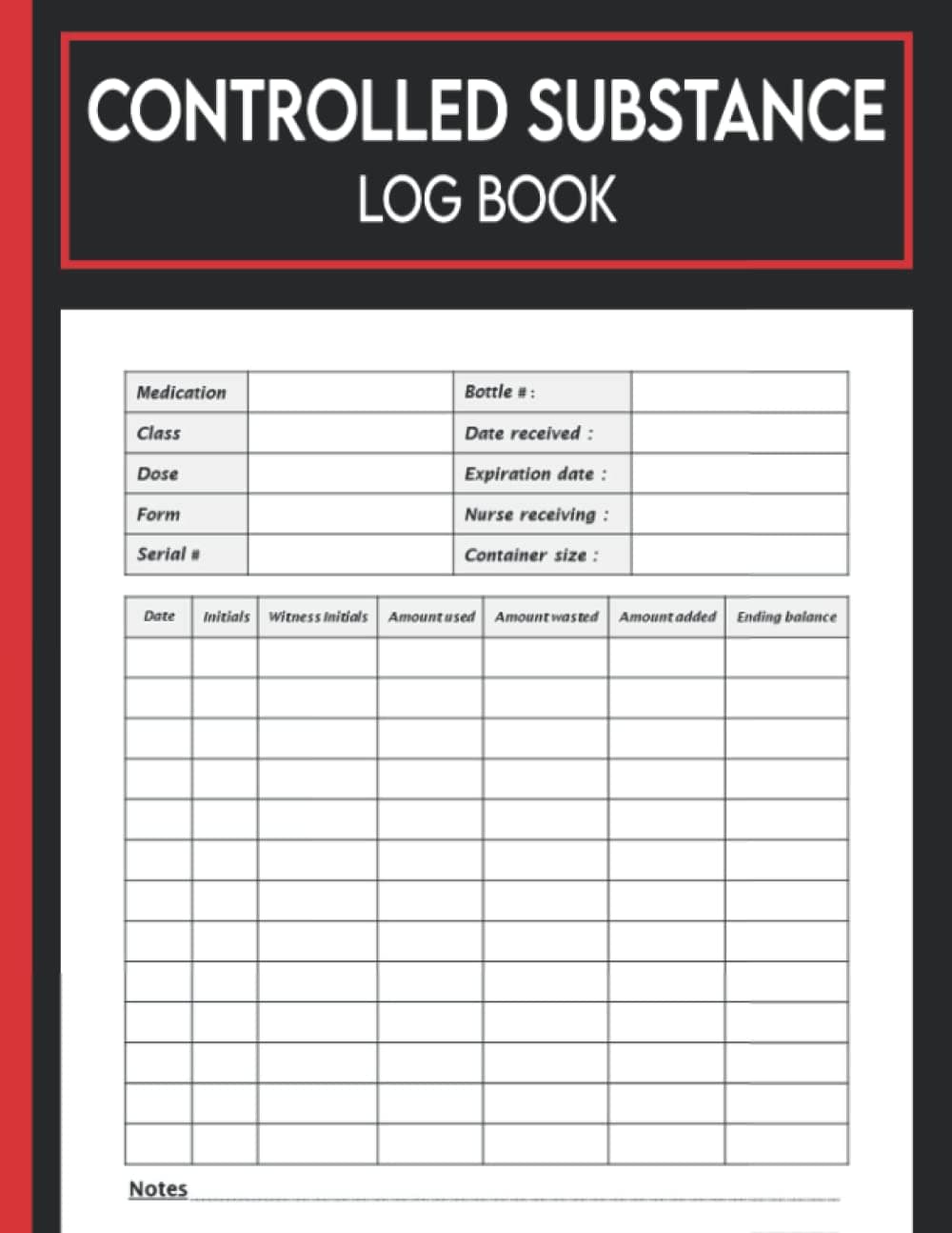 Controlled Substance Log Book: Controlled Substances Use Log Book | Patients Medication Usage Log | List of Controlled Substances | Controlled Drug Record Book | Controlled Substance Record Book