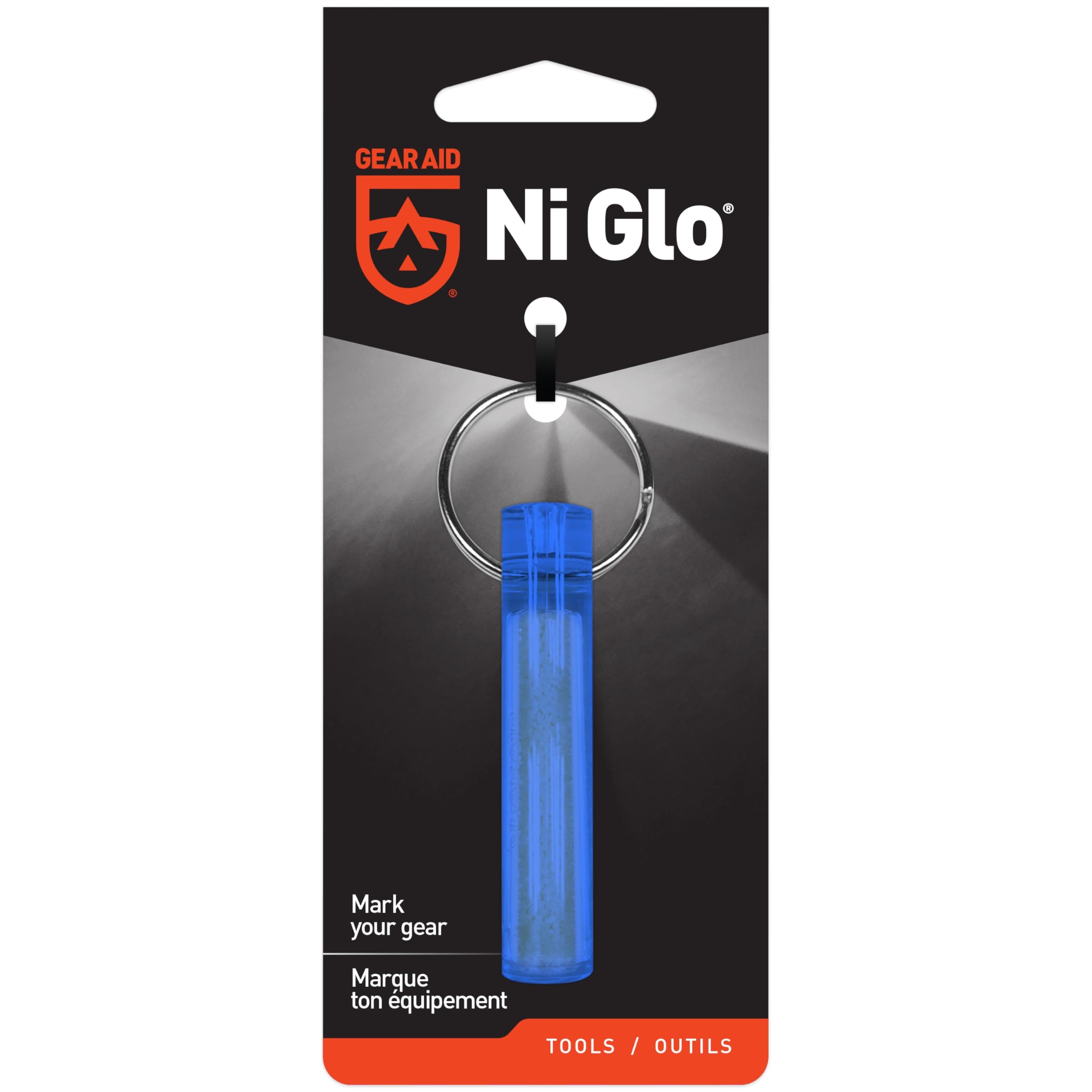 Gear Aid Ni Glo 2” UV Rechargeable Glowing Keychain – Multi-Purpose Glow-in-the-Dark Accessory for Camping, Scuba Diving, Night Fishing, Hiking, Emergency Kits, and Everyday Use