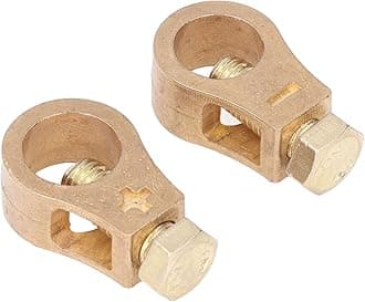GOTOTOP 2pcs Battery Terminal Wire Clips, Battery Wiring Stake Head O Type Chuck Pure Copper Battery Clips Thickened Battery Wiring Battery Head Perfect Power Connection