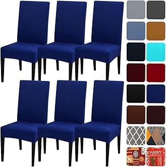 JQinHome 6 Pcs Dining Chair Slipcover,High Stretch Removable Washable Chair Seat Protector Cover for Home Party Hotel Wedding Ceremony (Lake Blue)