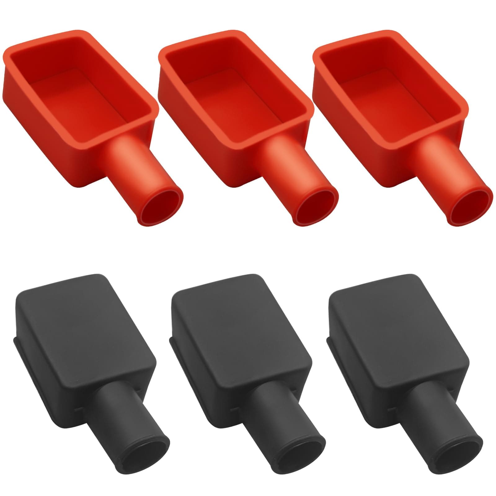 6Pcs Battery Terminal Cover, Battery Terminal Protector, Insulating Battery Cover, Soft Rubber Positive and Negative Poles Stud Covers Connector Top Post Cap for Car Ship Motorcycle Truck (Red/Black)
