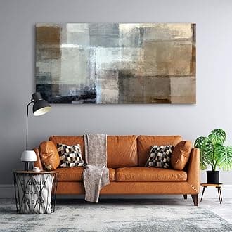 Baisuart Canvas Prints Abstract Wall Art Print Paintings Grey and Brown Stretched Wooden Framed for Living Room Bedroom Office Home Decor Artwork,Abstract Gray, 30x60inch,A61275
