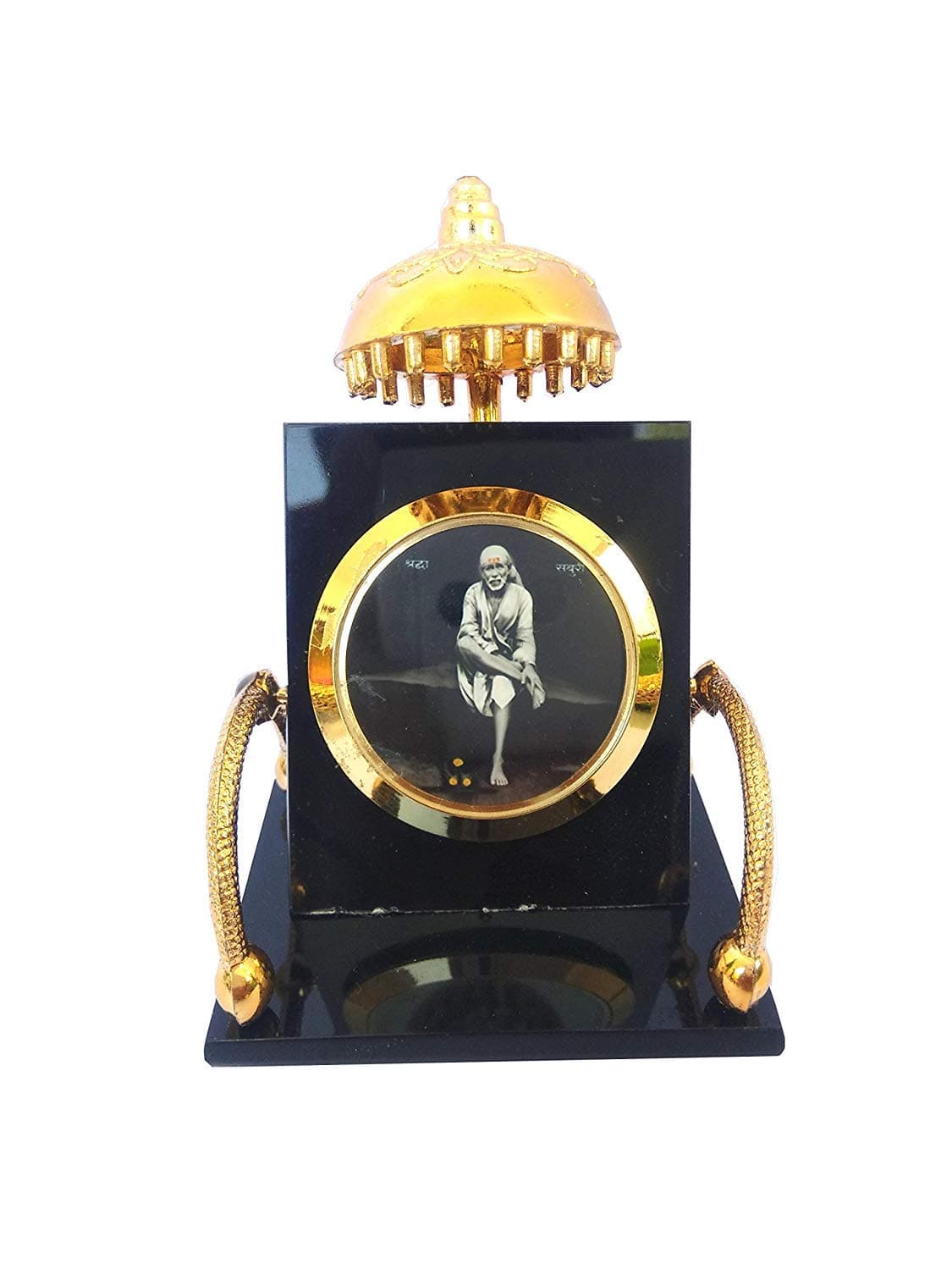 Sai Amrut Plastic Sai Baba, Black,Golden
