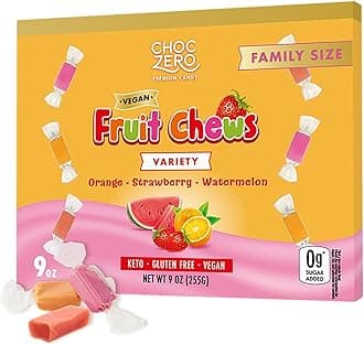 ChocZero Fruit Chew Candy Variety Pack, Sugar Free, Vegan, Keto, All Natural, Orange Strawberry and Watermelon Fruit Chews, 9 Ounce (Pack of 1)