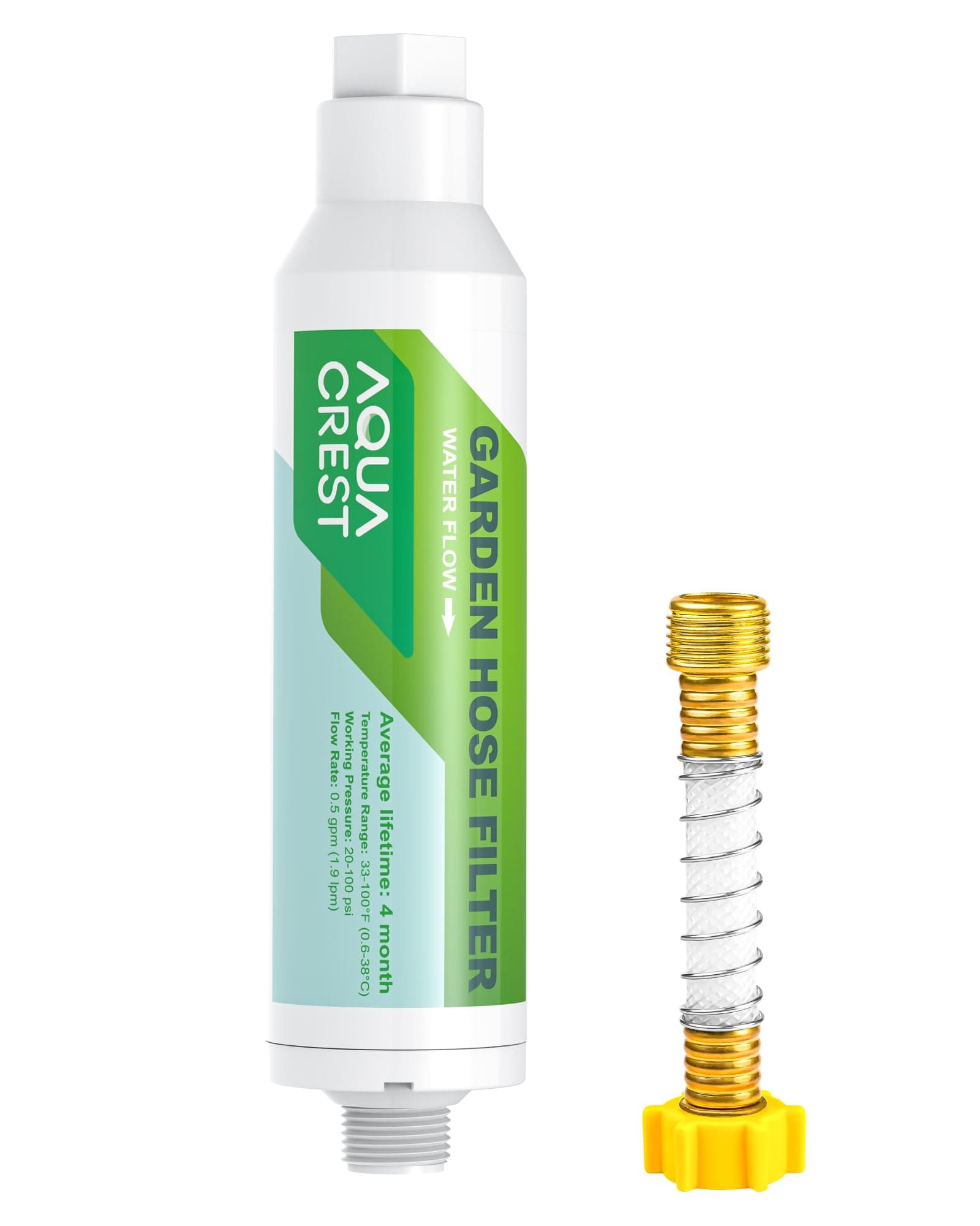 AQUA CREST Garden Hose Water Filter with Hose Protector, Improve Plants Health, Reduces Chlorine, Odor, Calcium, Ideal for Gardening, Farming and Pets