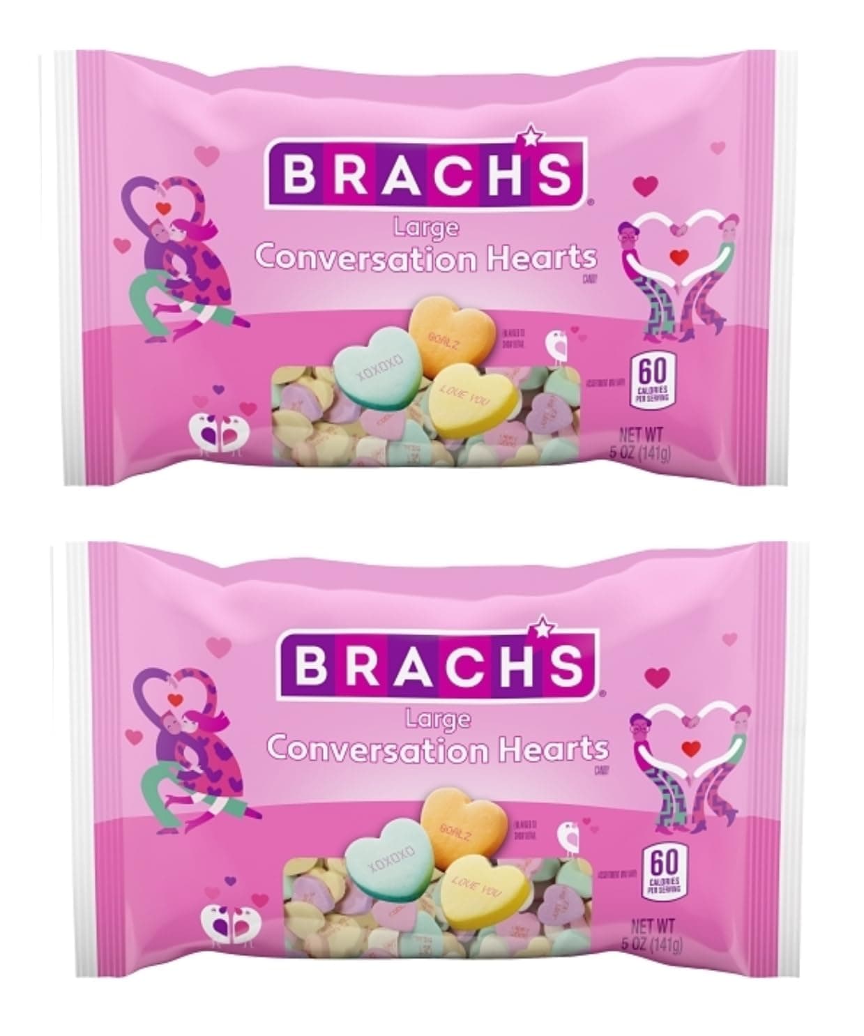 Conversation Hearts by Smiling Sweets - Large Conversation Hearts 5 Ounce Bags - Pack of 2 - Great for Anywhere and Anytime - Perfect for Sharing with Others