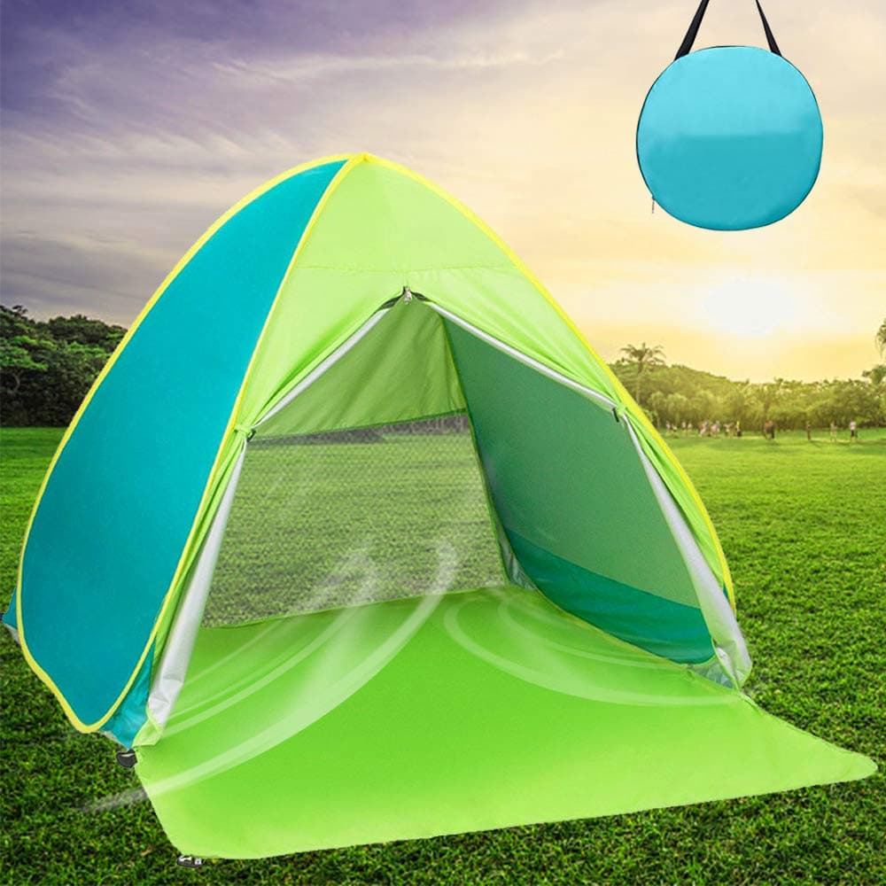 DIOSN Pop Up Beach Tent Beach Shade for 1-4 Persons,UPF 50 + UV Protection Sun Shelter Sun Shade,Automatic Kids Portable Tent Family Cabana Beach Shelter for Fishing Camping Garden Outdoor