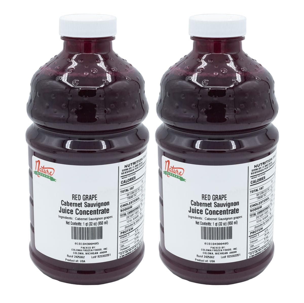 Nature Blessed 100% Pure Cabernet Sauvignon Red Grape Fruit Juice Concentrate - 2 Quarts (2/32 fl oz bottles), Excellent for Home Brewers, Vintners, Smoothies