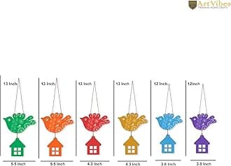 Artvibes Multicolored Flying Birds Wooden Wall Hanging for Home Decoration | Garden Balcony | Office | Cafe | Decorative Door Hanging | Festive Decor Art Items (WH_9107N), Pack of 6