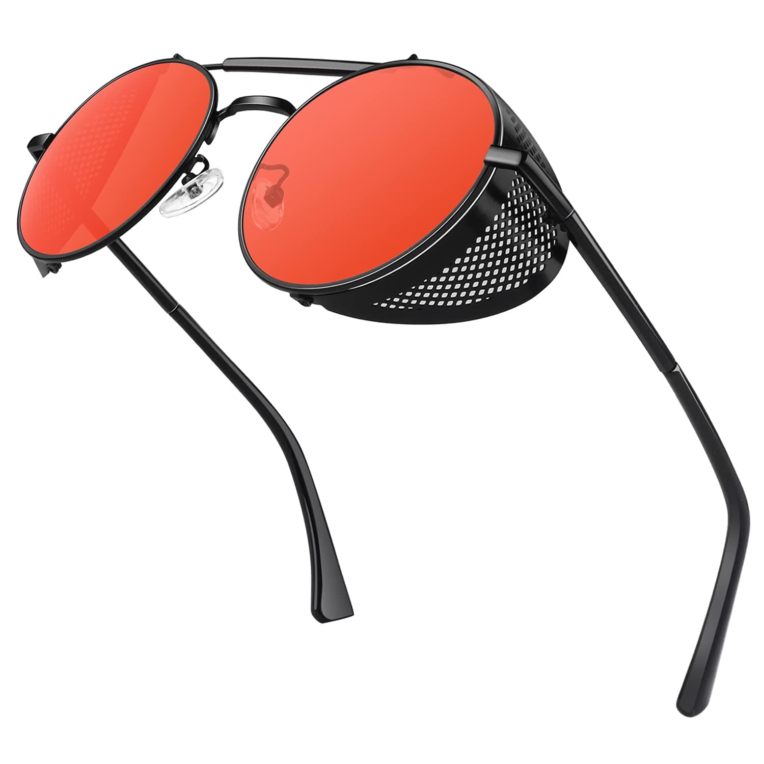 Retro Round Polarized Steampunk Sunglasses Men Women Side Shield Goggles Gothic S92-ADVANCED POLARIZED