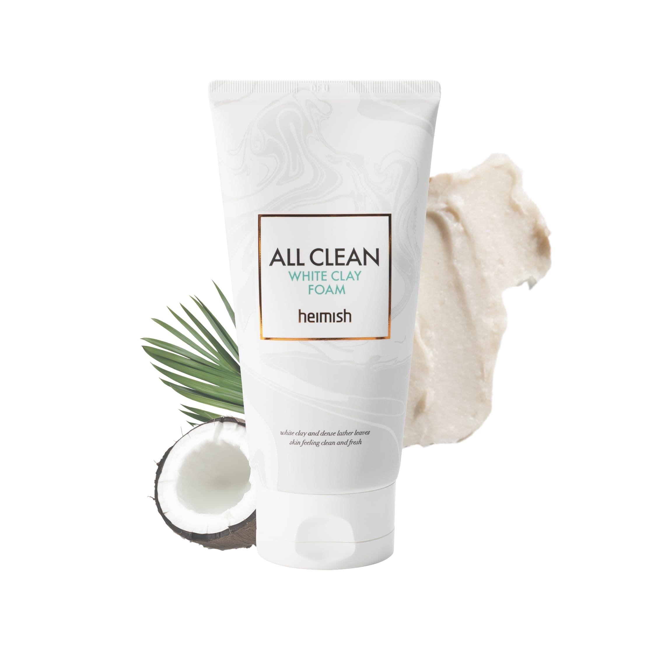 All Clean White Clay Foam - Deep Cleansing, Pore Minimizing, Blackhead Remover, Hydrating, Daily Face Wash with White Clay, Coconut Oil, for Double Cleansing, Korean Skincare, 5.3oz/150g