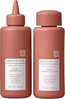 Kristin Ess Hair Curl Shea Butter Shampoo and Conditioner Set for Curly Hair Bounce + Shine - Anti Frizz Moisture + Deep - Clean + Vegan Product for All Curls 2A-4C