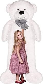 Jerify78.8" Tall (6.56 Feet) Giant Plush Bear Light Bear Soft Stuffed Animal Bear with Ribbon Bow Cuddly Plush Bear for Birthday Valentines Christmas Holiday Party Favor(White)