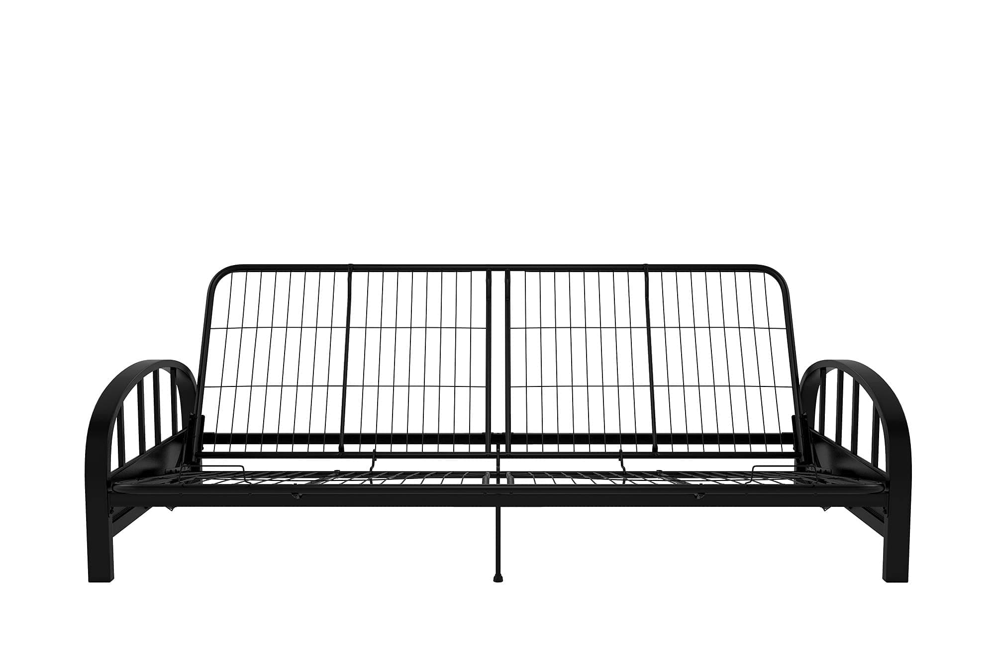 DHP Aiden Futon Frame, Modern Design, 3-in-1 Convertible Sofa Bed, Sturdy Metal Frame, Easy Assembly, Black
