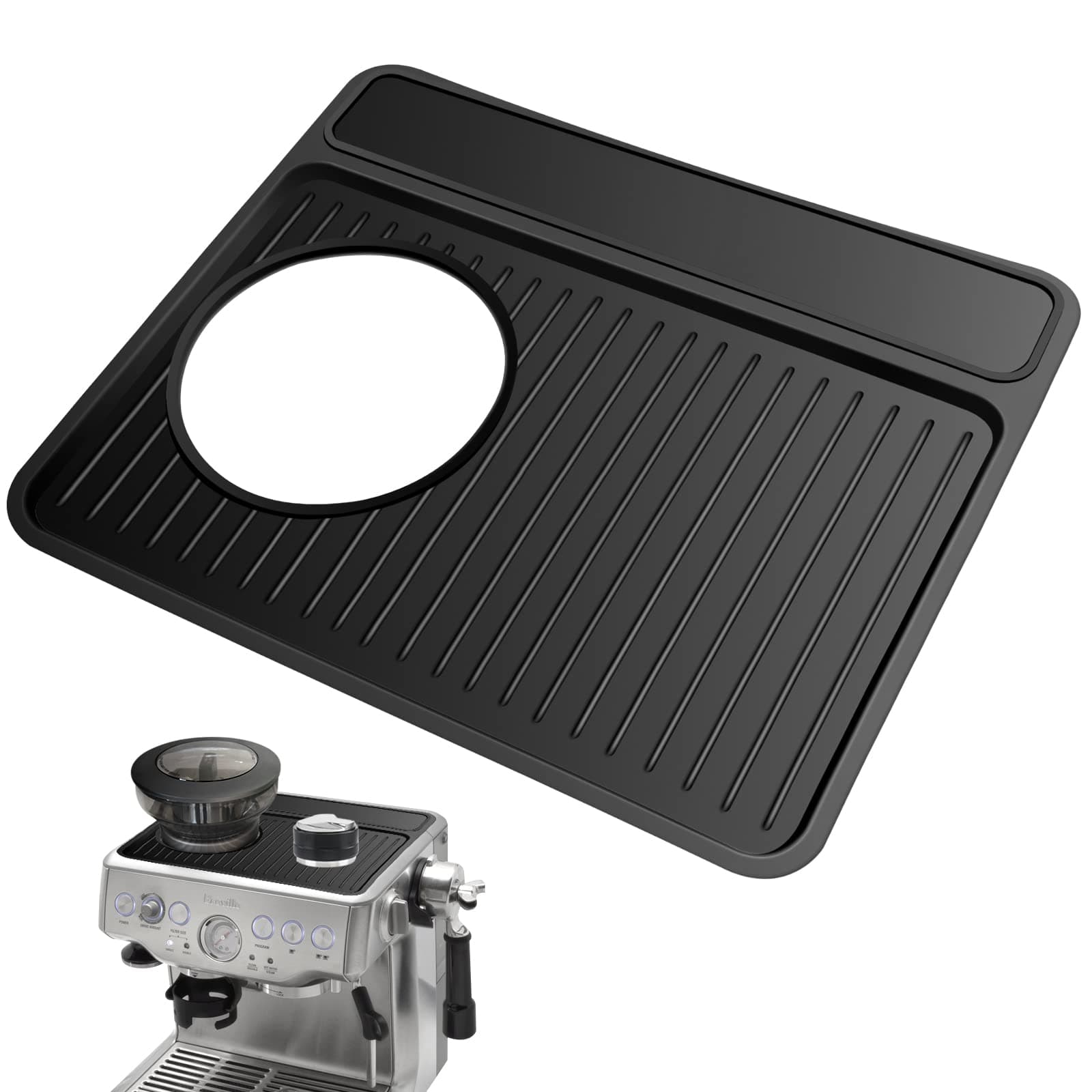 Coffee Machine Mat for Sage Barista Express Touch, Anti-Scratch Silicone Non-Slip Espresso Mat, Heat Resistant Top Pad for 875 880 Coffee Machine Accessories (Black)