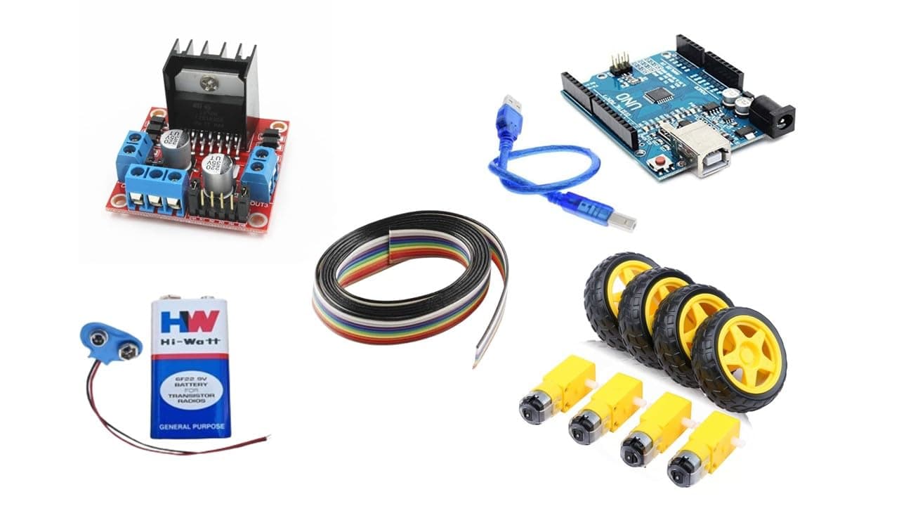 UNO R3 Kit Combo Compatible with Arduino IDE | UNO R3 SMD Board with USB Cable, L298 Motor Driver, 4pc Dual Shaft BO Motor with Robot Wheel, 9V Battery with Connector,1m Rainbow Wire