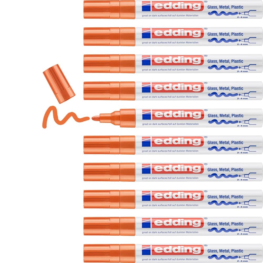 edding 4-750-9-006 750 Bullet Tip Paint Marker - Orange (Pack of 10)
