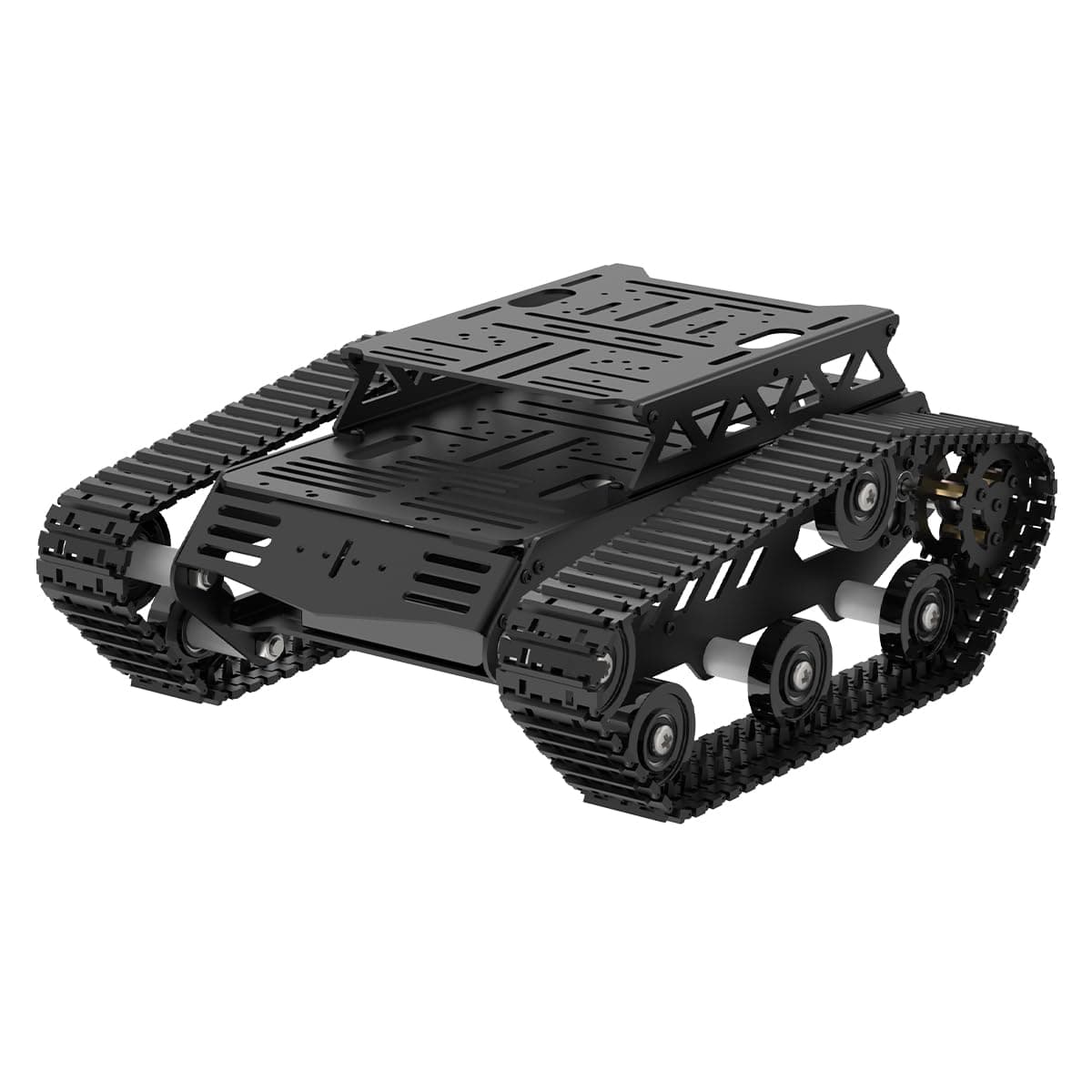 Tank Car Chassis with DC Geared Motor, Shock Absorbing Robot Chassis Full-Metal Robotic Moving Platform Track for Arduino RaspberryPi Microb Jetson DIY Maker Smart Robot Car Learning Kit (Black)