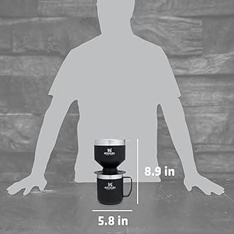 Stanley Perfect Brew Pour Over Set | 12 oz Camp Mug with Lid Included | Drip Coffee Maker with Reusable Filter | Insulated Stainless Steel | BPA-Free | Matte Black