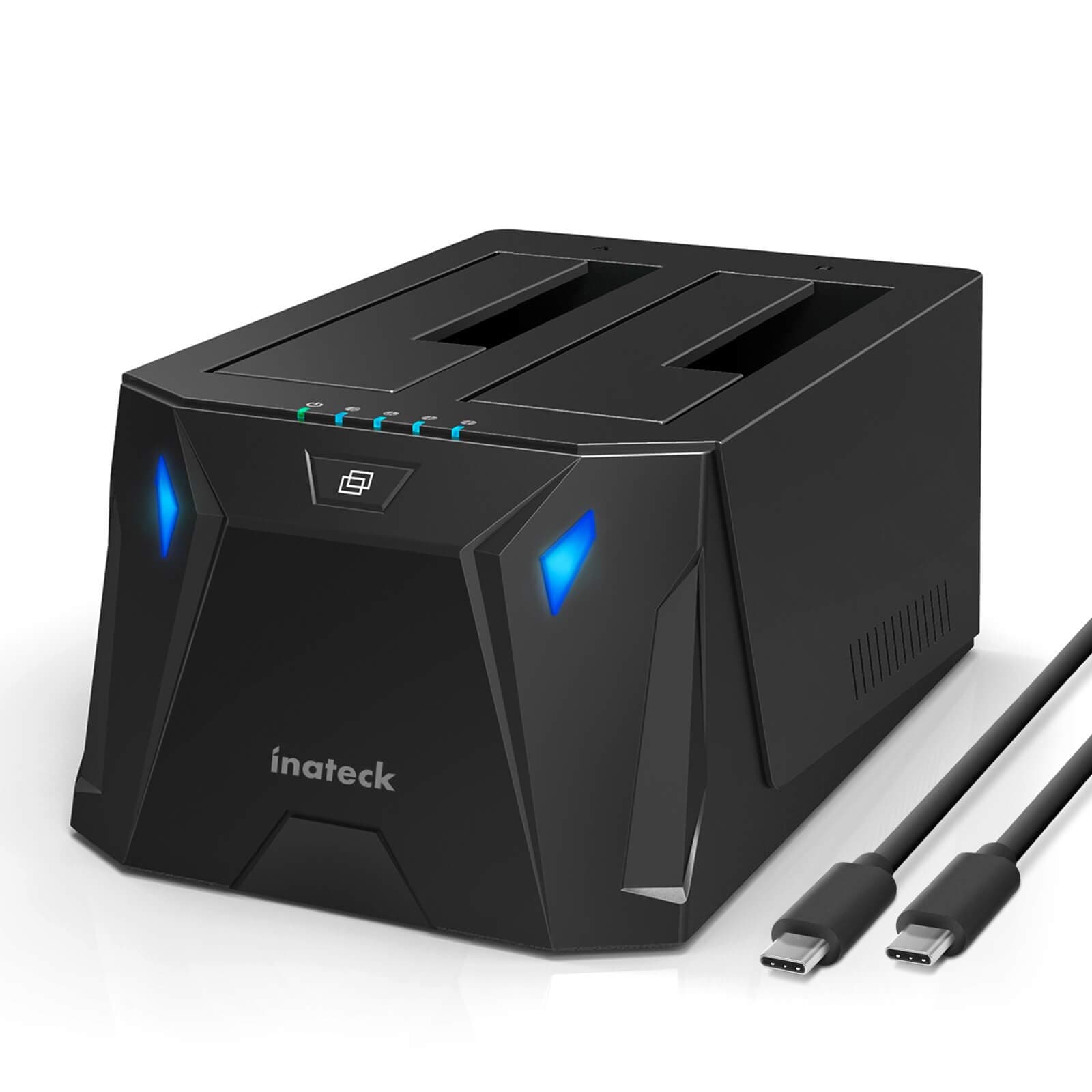 Inateck Hard Drive Docking Station USB 3.2 Gen 1 Type-C HDD/SSD SATA Docking Station Dual Bay Offline Cloning FD2005C