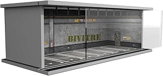 1/64 Scale Die-cast Model Car Display Case with LED Light and Acrylic Cover, Parking Garage Dioramas with 6 Parking Spaces