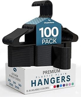 Utopia Home Plastic Hangers 100 Pack - Perfect Space Saving Clothes Hanger - Durable and Strong - Perfect Closet Organizers with Shoulder Grooves (Black)