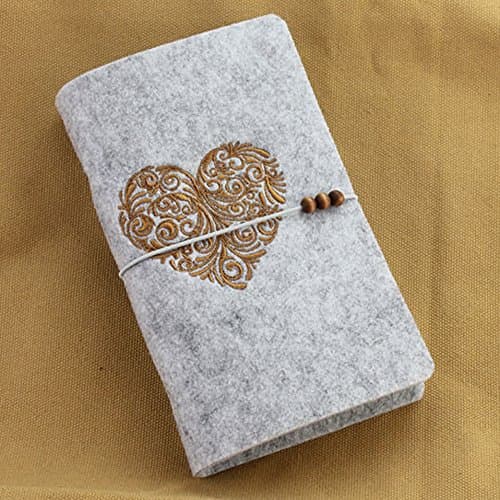 Emmix Note Books of Vintage Style Felt Diary Bound Notebooks Bulk Pack of 1 (Heart)