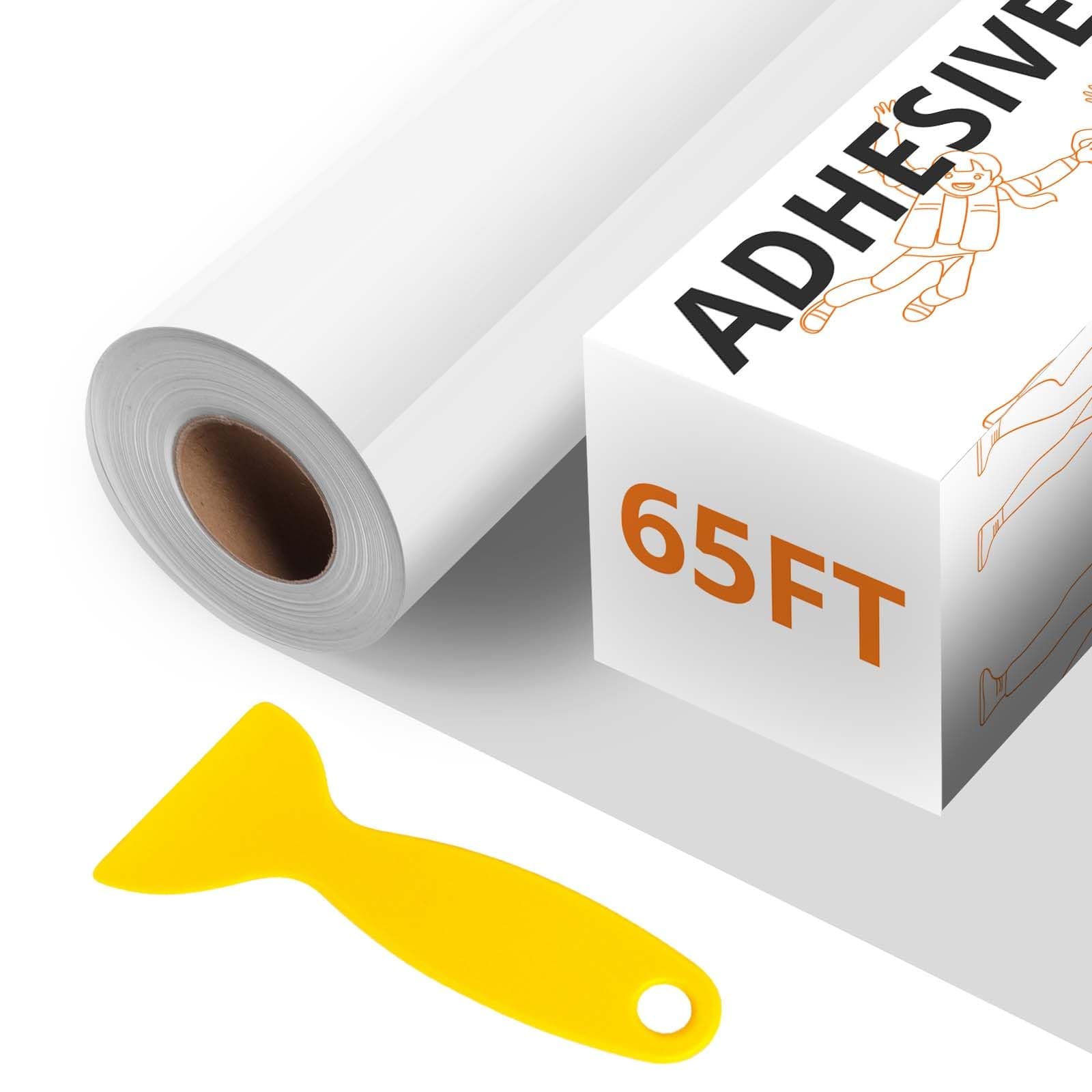 HTVRONT White Permanent Vinyl - 12" x65FT Glossy White Vinyl for Cricut, Adhesive Vinyl Roll for Cricut, Silhouette Cameo & Other Cutters - Vinyl for Party & Home Decoration, Sticker