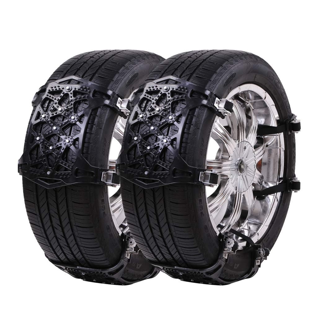 UniAuto Universal Snow Chains Easy to Mount Tire Snow Chain for Any Tire Width 165-285mm, Set of 6 (Black)