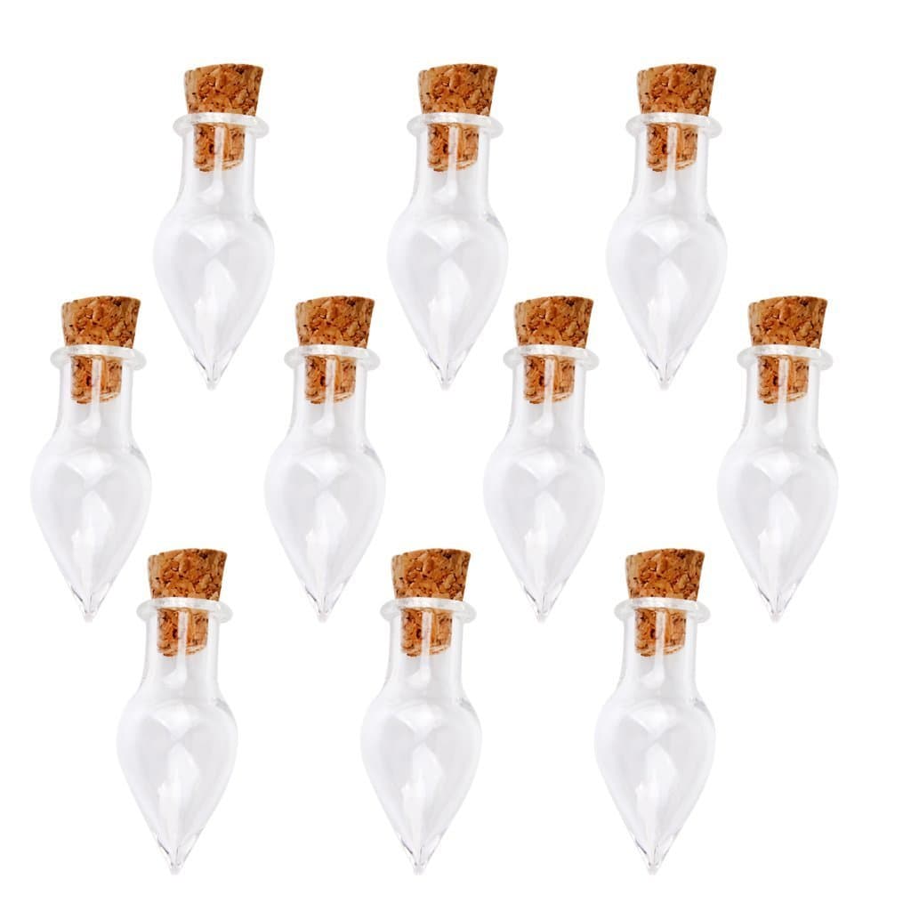 10 Pieces Mini Glass Bottle Cute Jars Vials with cork Wish Bottle glass vial pendant (Tear Drop)