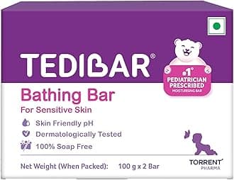 Tedibar Moisturising Baby Bathing Bar 100x2g (Pack of 1) 100% Soap Free No. 1* Pediatrician Prescribed Moisturising Bar - By Torrent Pharma