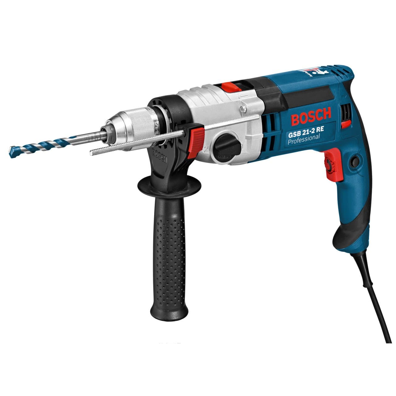 Impact Drill GSB 21-2 RE ( 110 V, Auxiliary handle, Depth stop 210 mm, Keyless chuck, Carrying Case)