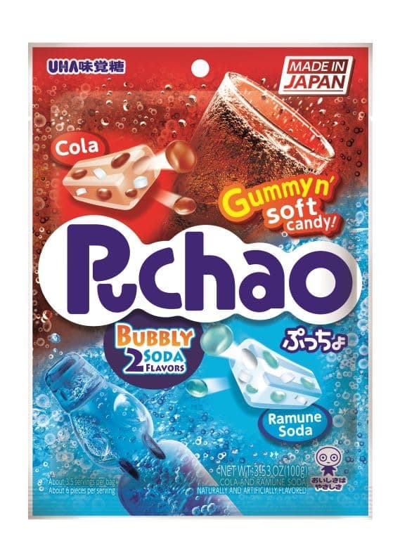 UHA Mikakuto Soft Candy with Gummy Bits, Cola and Ramune Soda Flavors, 3.52 Ounce, Pack of 6