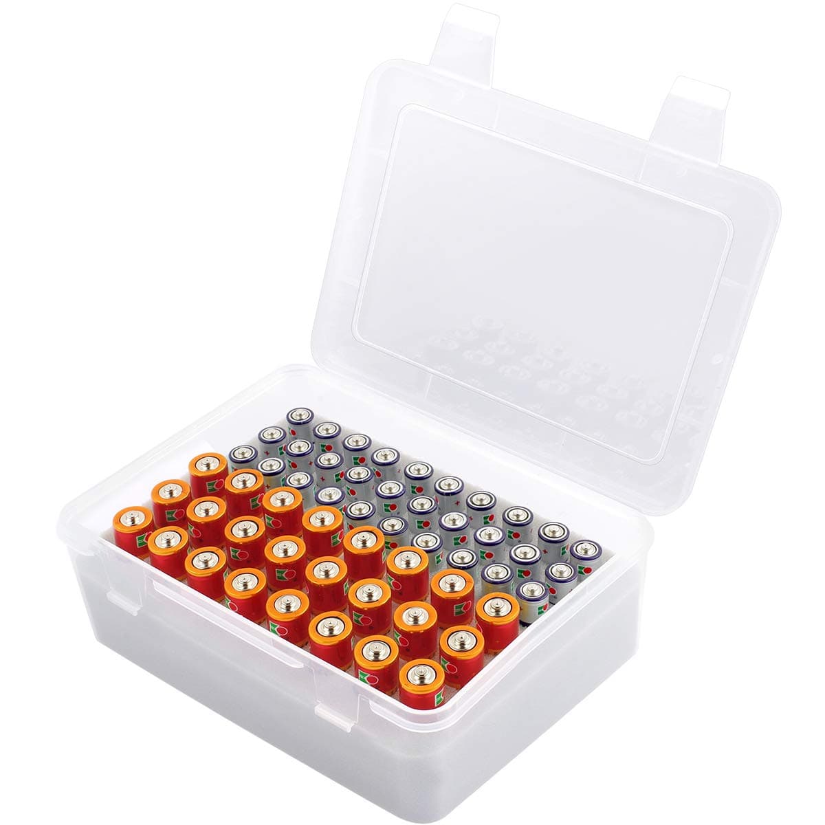ALCYON Battery Organizer Storage Box, Garage Case Holder for 24* AA, 30* AAA Batteries (Bag Not Include Batteries Pack)