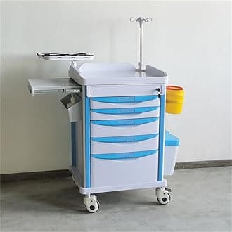 Medical Crash Cart, Mobile Emergency Crash Cart with Accessories, Hospital Crash Cart, Mobile Bin Cart with Drawer Dividers ABS ambulance for Hospitals,A