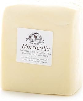 Whole Milk Mozzarella Cheese – Low Moisture | 3 lb Loaf | Creamy, Stretchy & Melty Authentic Wisconsin Mozzarella Cheese | Perfect for Pizza, Pasta & More