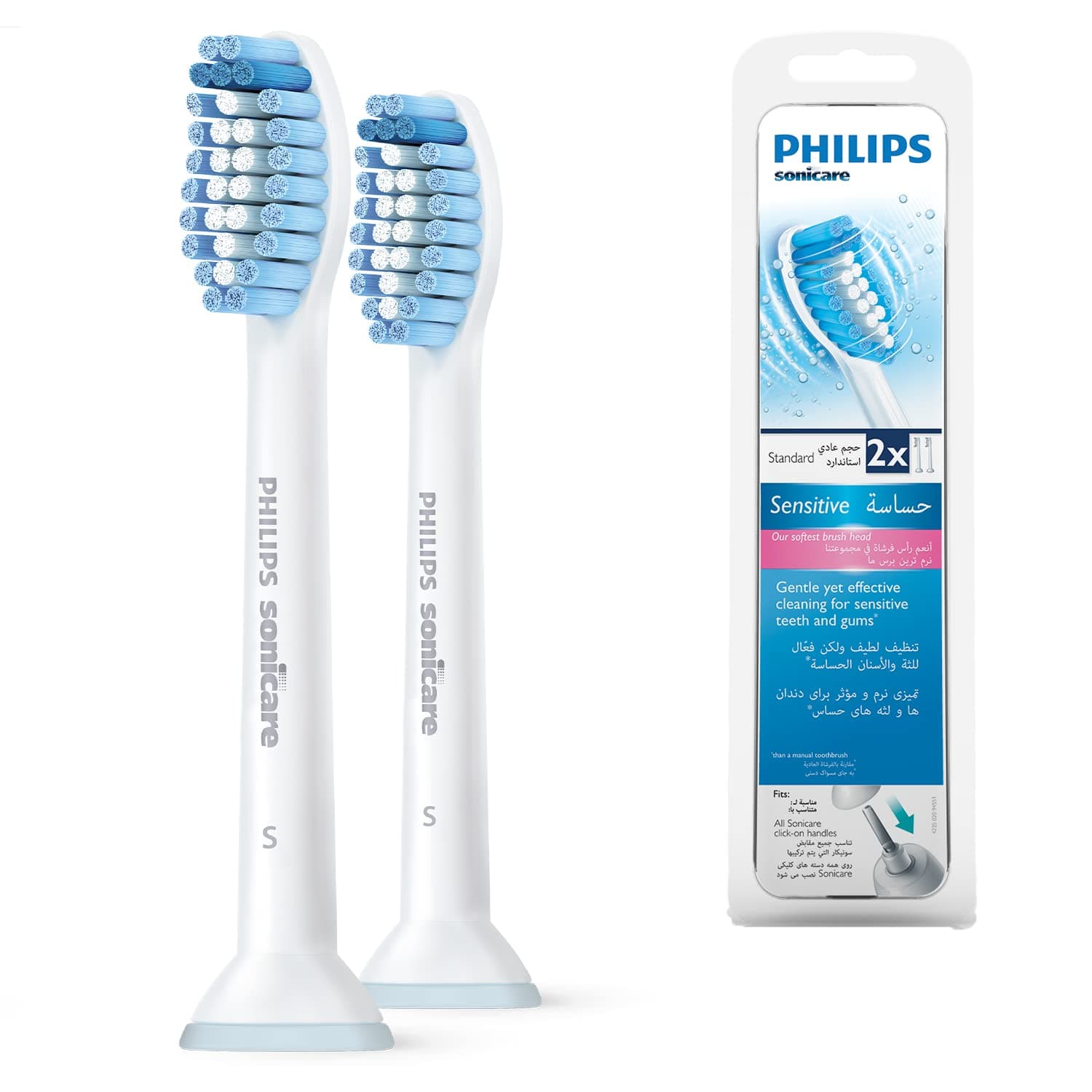 Philips HX6052/07 Sonicare Sensitive Standard Toothbrush Head, 2-Piece