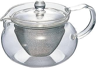 (ハリオ) Chacha Teapot Round, Usable Capacity: 15.2 fl oz (450 ml), Heat Resistant Glass, Gift Present CHJMN-45T