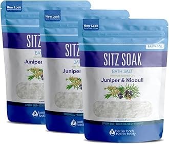 Sitz Bath Salt (3 Pack Soaks Bundle) Hemorrhoid Soothing Sitz Soak USP Grade Epsom Salt 3 Pouches 6 Lbs Total with Pure Essential Oils in BPA Free Pouch with Easy Press Seal Made in USA