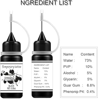 Temporary Tattoos Kit, Semi Permanent Tattoos, 42 Pcs Tattoos Stencils, Temp Tattoos for Women, Kids, Men, Body Art Markers (Black/Red/Brown, Waterproof)