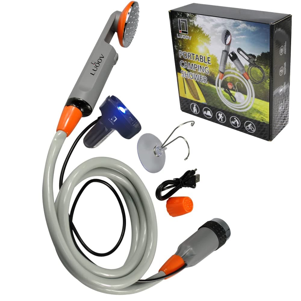 Electric Portable Camping Shower,Compact Shower Pump with USB Rechargeable Battery, Handheld Outdoor Shower Head for Camping, Hiking, Traveling,w/3.7V Pump, 6-Ft Hose,Bidet Head