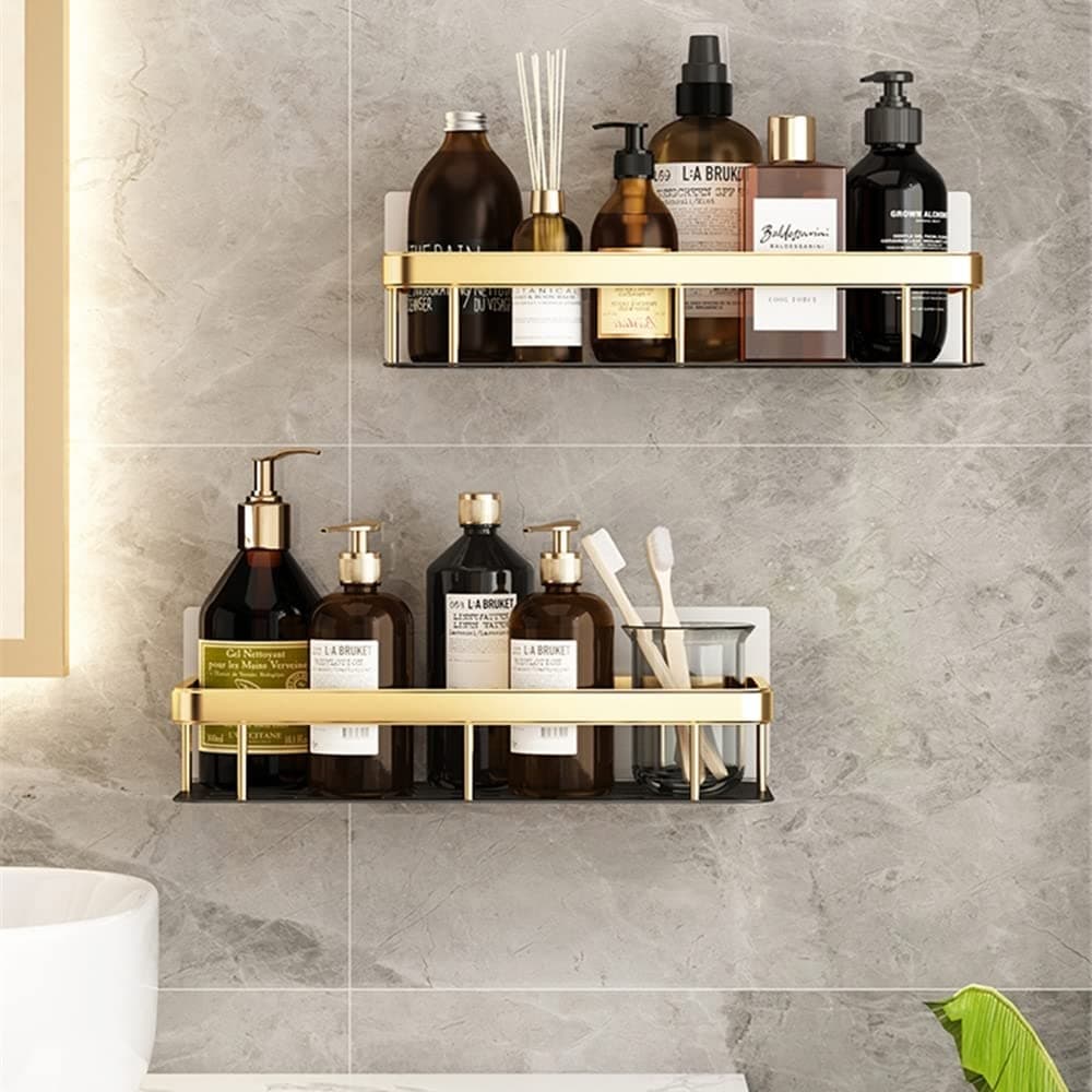 U-HOOME Shower Caddy Bathroom Shelf, No Drilling Adhesive Wall Mounted Bathroom Storage Shampoo Holder Organizer, Bathroom Shower Rack 2PACK