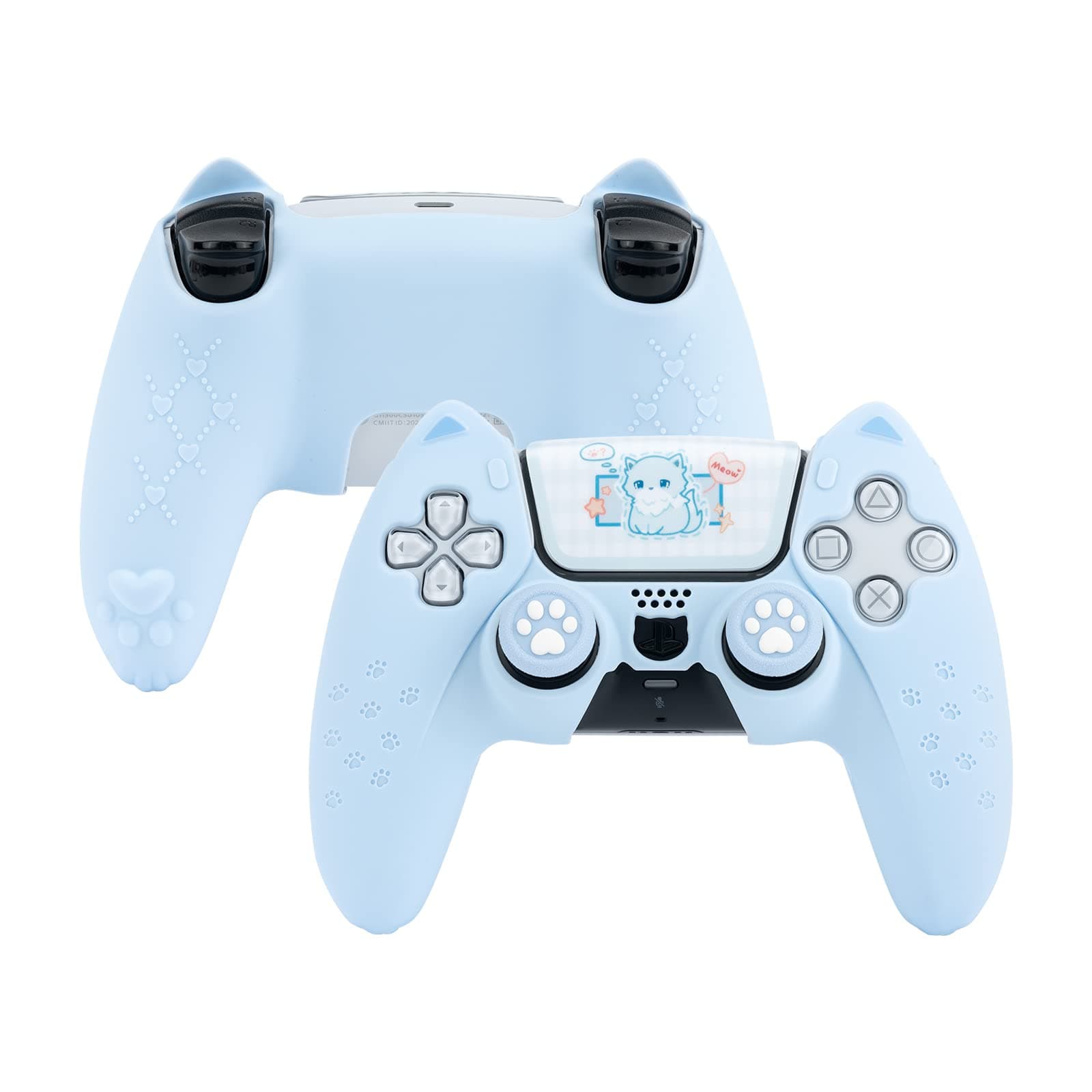 GeekShare Blue Cat Paw PS5 Controller Skin Anti-Slip Silicone Skin Protective Cover Case for PS5 Wireless Controller Accessories