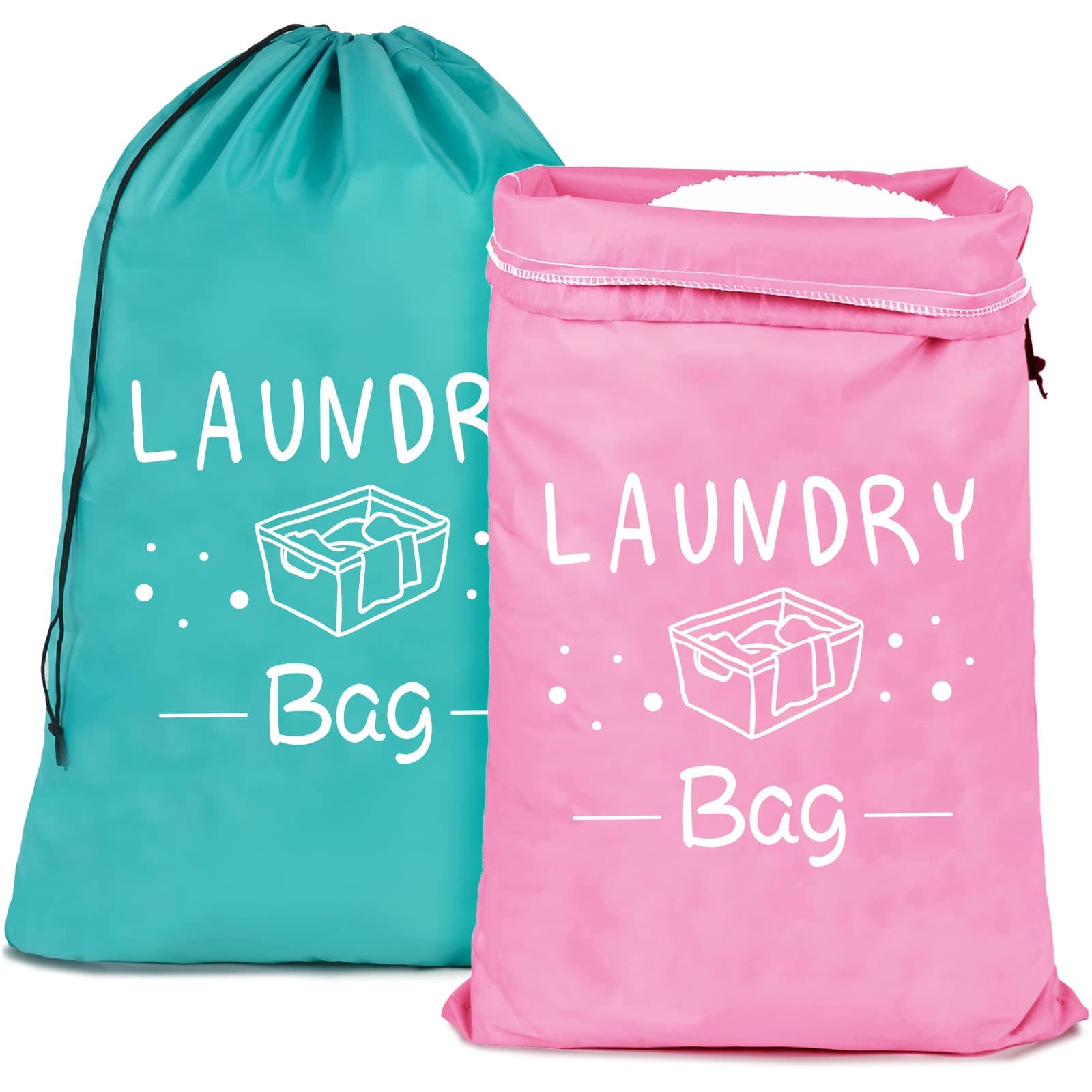 2 Pack Extra Large Travel Laundry Bags with Drawstring, Waterproof XL Laundry Bags for Dirty Clothes Suitcase, Gym Clothes, Machine Washable Camp Dry Wet Laundry Bag Sleepaway Suitable for Fitness