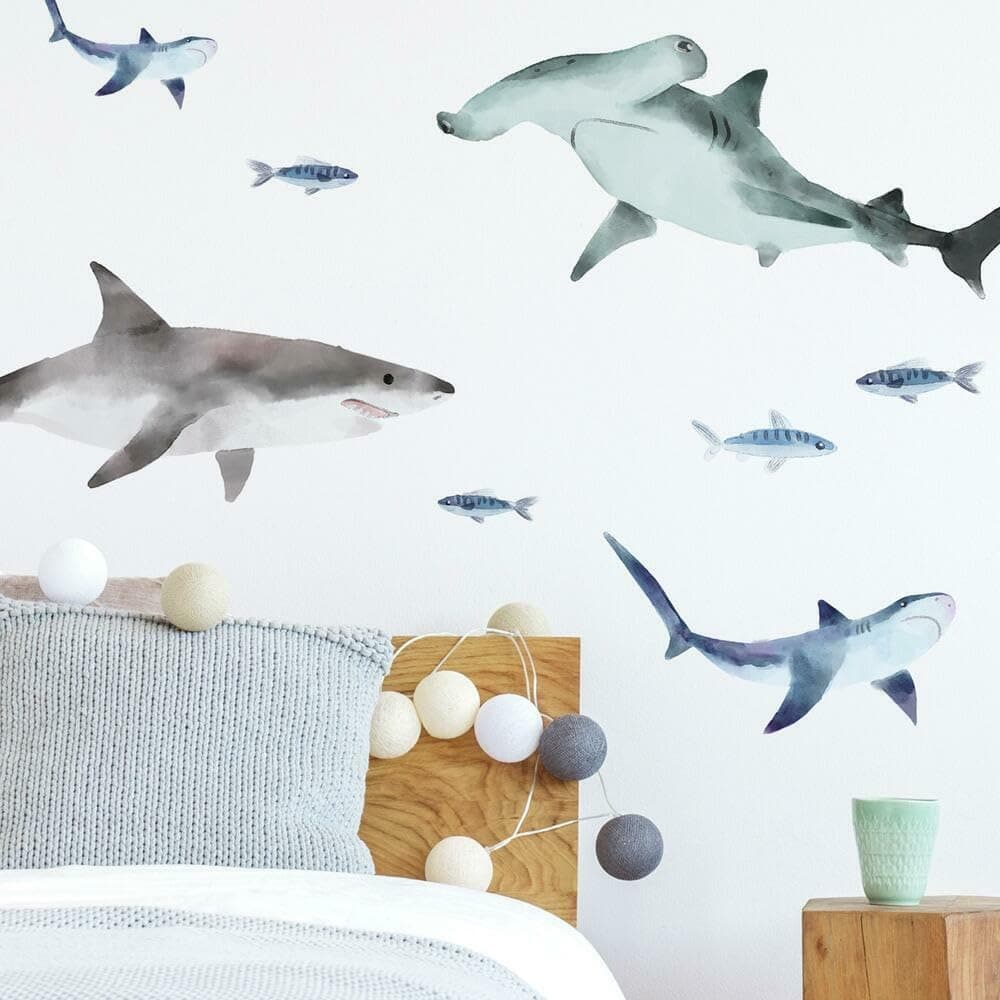 RoomMates RMK4311SCS Sharks Peel and Stick Wall Decals