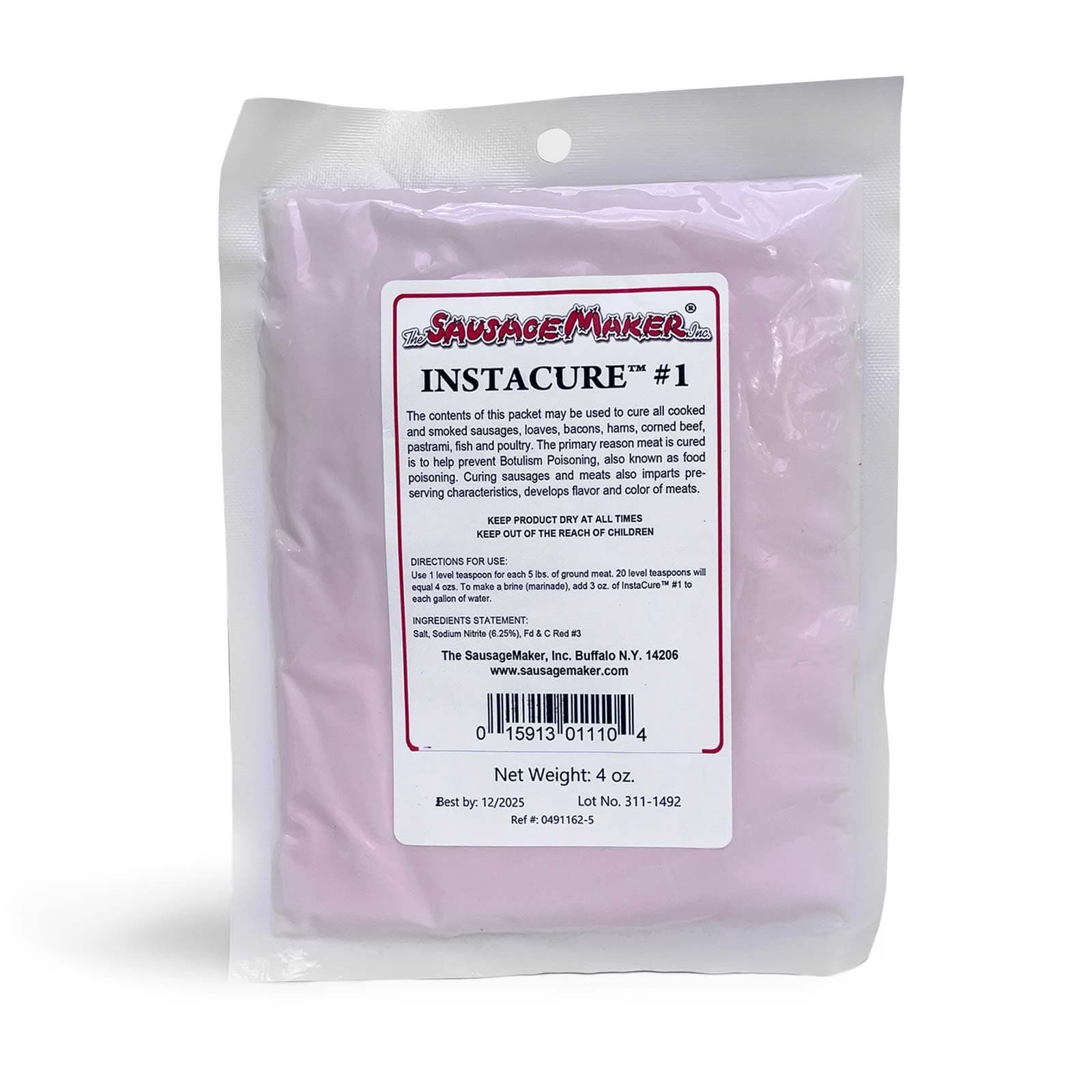 Insta Cure #1, 4 Oz Pink Curing Salt, Prague Powder, Quick Cure For Meat, Sausage, Ham, Bacon, Made In USA - The Sausage Maker®