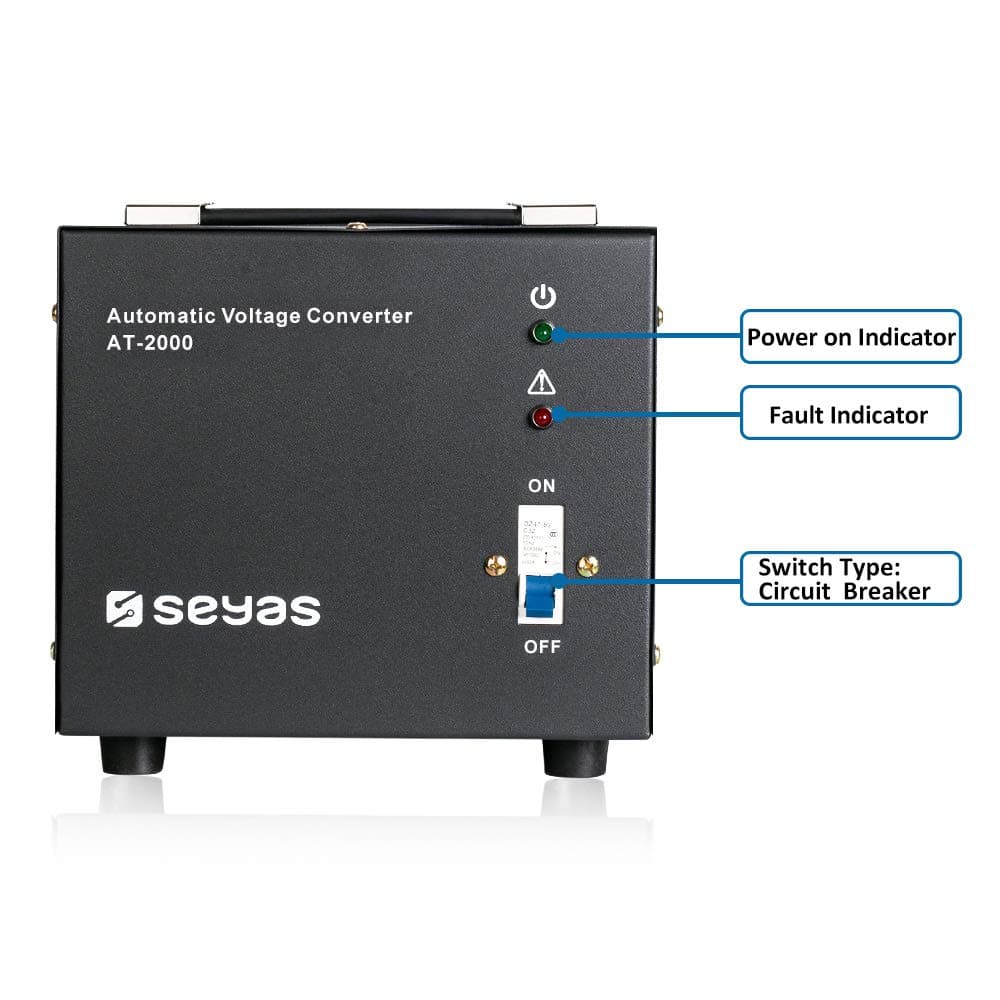 SEYAS 2000 Watt Heavy Duty Voltage Transformer Converter, Auto Step up & Step Down, 110-120 to 220-240 Volts, 100% Full Loading Strong Power Supply, W/Air Circuit Breaker, Hard Wiring Needed