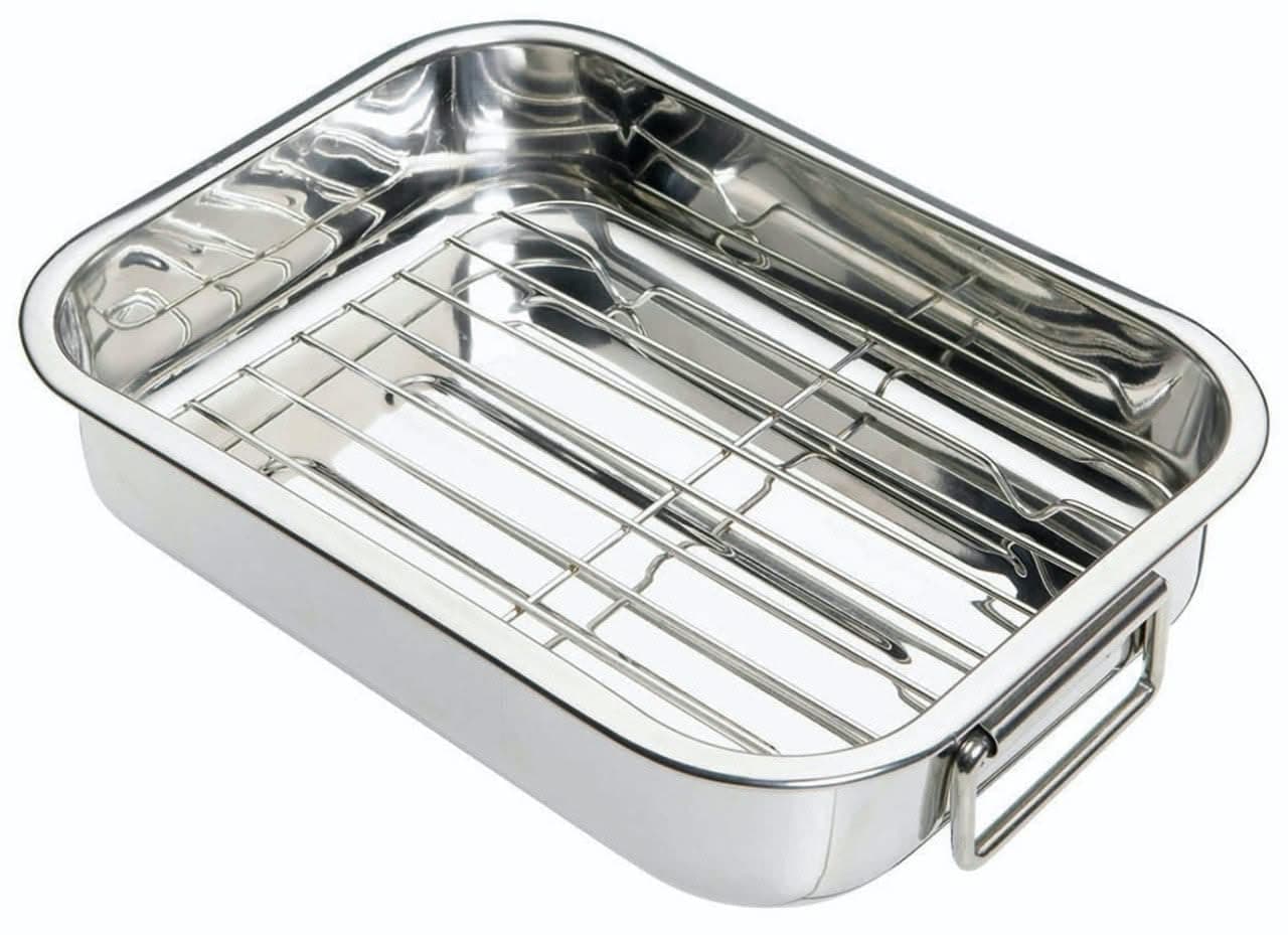 KITCHENCRAFT Stainless Steel Roasting Pan with Rack, Silver, Small (27 x 5 Cm), Kcrnr25