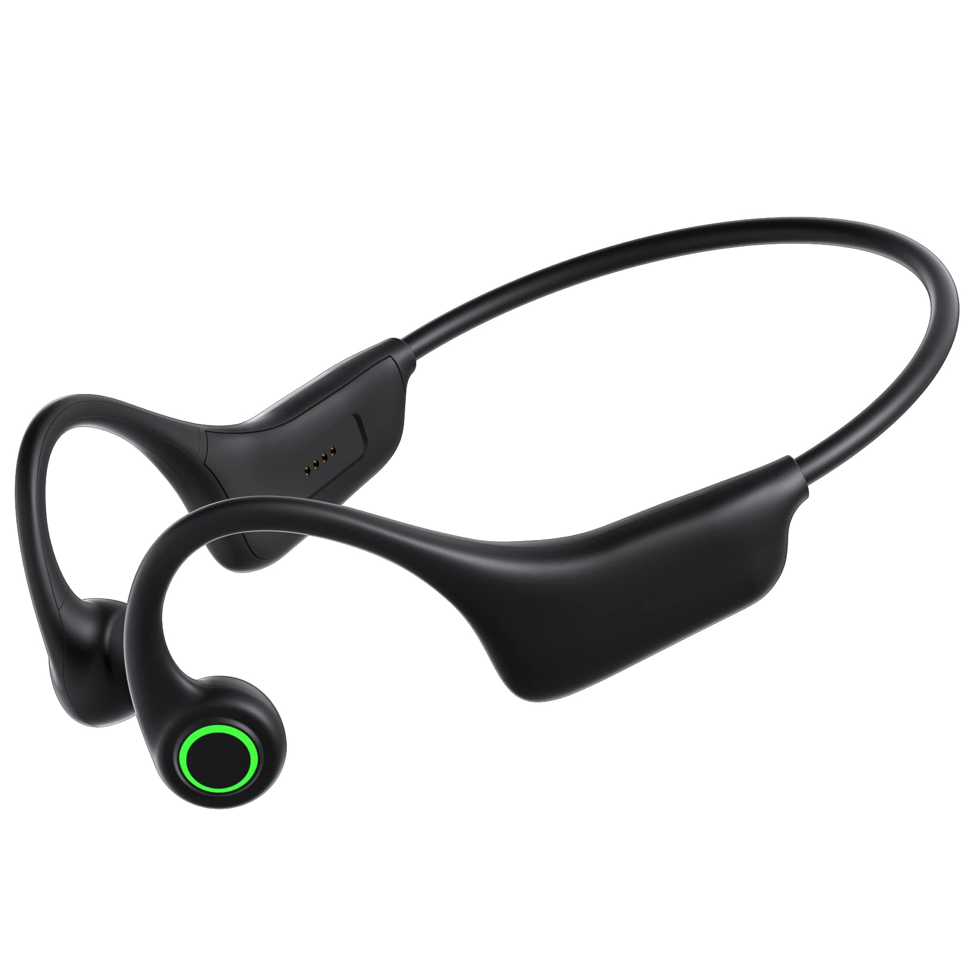 Bone Conduction Headphones, Krcong Wireless Bluetooth 5.0 Open Ear Headphones with Cool Intelligent Breathing Light, IPX7 Waterproof Sport Headphones with Mic for Workout, Running, Hiking, Cycling etc