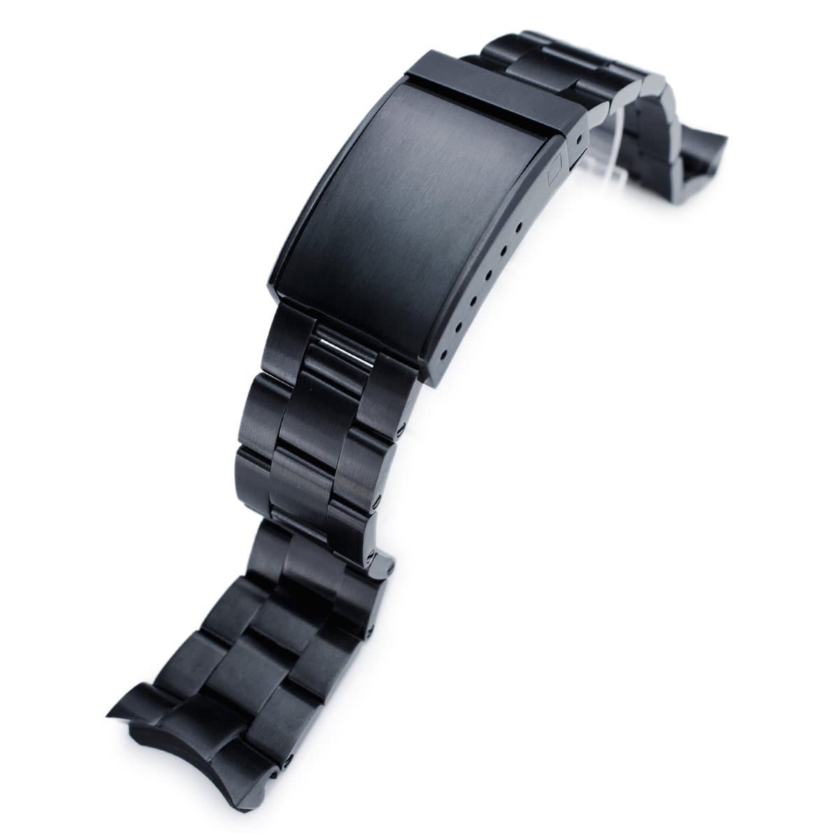 22mm Super Oyster Watch Band Solid OME Seatbelt Clasp for Seiko SKX007 PVD Black